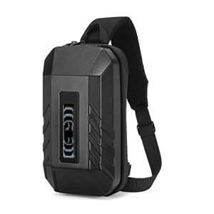 ozuko anti-theft sling bag with led display, waterproof hard shell crossbody shuolder bag travel casual daypack