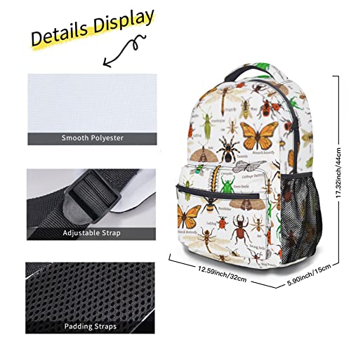 Insect School Computer Backpacks Book Bag For Boys Girls Travel Hiking Camping Daypack