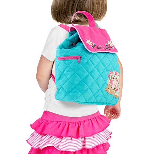 Stephen Joseph Kids' Unisex Toddler Back to School, Quilted Backpack, Hedgehog Turquoise, One Size