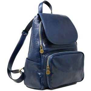 floto livorno full grain leather backpack knapsack (navy blue)
