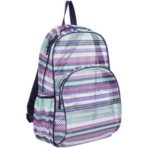 eastsport mesh backpack with adjustable padded shoulder straps, blue/candy stripe one size