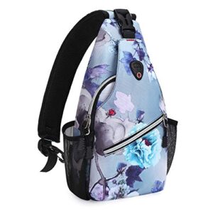 mosiso mini sling backpack,small hiking daypack pattern travel outdoor sports bag, ink-wash painting