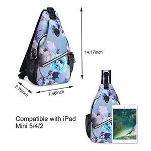 MOSISO Mini Sling Backpack,Small Hiking Daypack Pattern Travel Outdoor Sports Bag, Ink-wash Painting