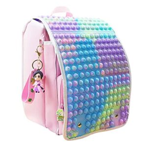 amaztree rainbow pop on it school backpack | fidget backpack for kids, teenagers girls & boys with strap adjustable waterproof book bags | adhd anxiety relief school book bags for kids (pink)