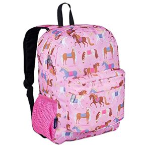 wildkin 16-inch kids backpack for boys & girls, perfect for elementary school backpack, features padded back & adjustable strap, ideal size for school & travel backpacks (horses)
