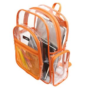 MGear 17-Inch Clear Backpack with Orange Trim, Transparent Outdoor PVC School Bag