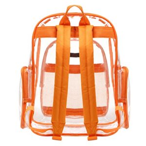 MGear 17-Inch Clear Backpack with Orange Trim, Transparent Outdoor PVC School Bag