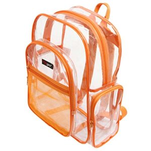 MGear 17-Inch Clear Backpack with Orange Trim, Transparent Outdoor PVC School Bag