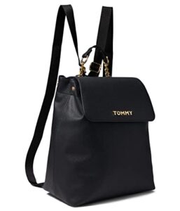 tommy hilfiger kendall ii flap backpack-saffiano pvc black one size