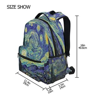 ALAZA Van Gogh's Starry Night Backpack Daypack College School Travel Shoulder Bag