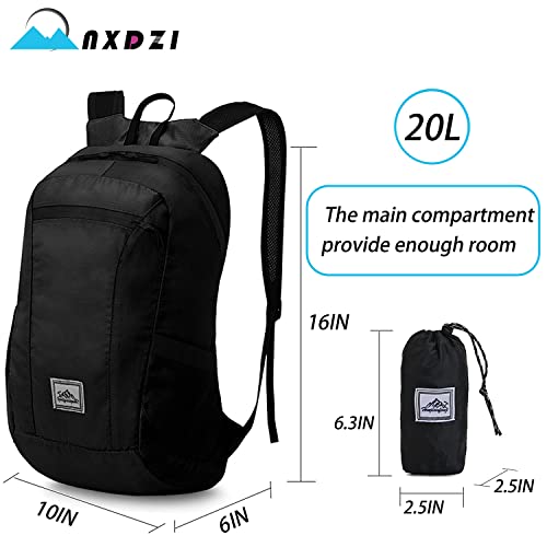 NXDZI 20L Lightweight Waterproof Hiking Backpack for Women Men, Foldable Travel Backpack, Ultralight Sport Camping Daypack