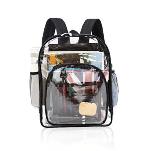 elekfine clear backpack, heavy duty pvc clear bag stadium approved – clear book bag for school, work, travel, security, festival, college (12 inch)