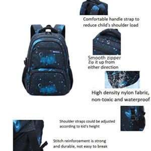 3Pcs Boys Girls Galaxy Print School Backpack Elementary Middle High Students Waterproof Bookbag with Lunch Bag Pencil Case