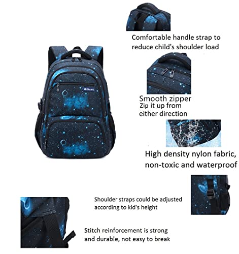 3Pcs Boys Girls Galaxy Print School Backpack Elementary Middle High Students Waterproof Bookbag with Lunch Bag Pencil Case