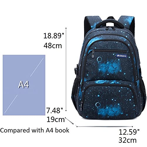 3Pcs Boys Girls Galaxy Print School Backpack Elementary Middle High Students Waterproof Bookbag with Lunch Bag Pencil Case