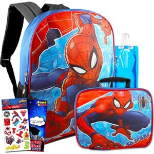 Marvel Shop Spiderman School Supplies for Kids - Bundle with Spiderman Backpack and Lunch Bag Plus Stickers, Water Bottle, and More (Marvel School Supplies)