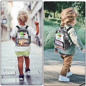 Clearlove Clear Backpack Heavy Duty Kids Backpack with Dinosaur Print Use Piping Design Suitable for Schools,Stadiums, Beaches and Other Living Places(A4 size books are not supported)