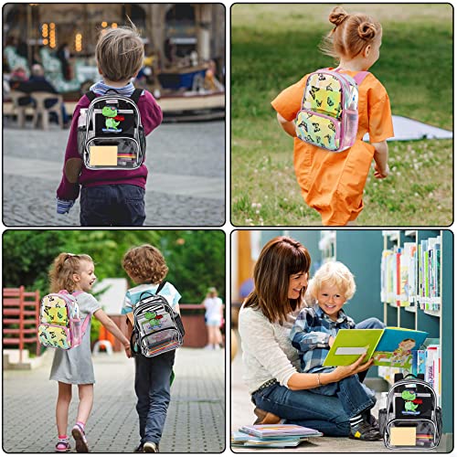 Clearlove Clear Backpack Heavy Duty Kids Backpack with Dinosaur Print Use Piping Design Suitable for Schools,Stadiums, Beaches and Other Living Places(A4 size books are not supported)