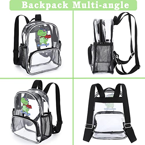 Clearlove Clear Backpack Heavy Duty Kids Backpack with Dinosaur Print Use Piping Design Suitable for Schools,Stadiums, Beaches and Other Living Places(A4 size books are not supported)