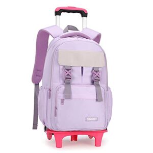 rolling backpack for girls boys with wheels solid color kids trolley school bag wheeled bookbag