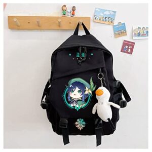 Genshin Impact Raidenshogun Anime Bookbag Backpack 3D Print Bags Travel Backpack With Cute Doll of Duck