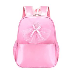 girls dance bag, nylon backpack, pink ballet little girl storage bag, sequin decoration children’s school bag waterproof and wear-resistant