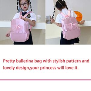 Girls Dance Bag, Nylon Backpack, Pink Ballet Little Girl Storage Bag, Sequin Decoration Children's School Bag Waterproof and Wear-resistant