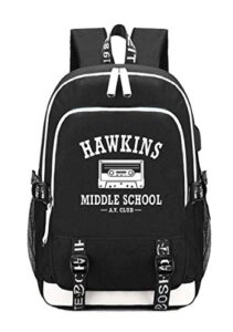 jupkem hawkins middle school av club college usb charging backpack laptop bag travel bookbag daypack (balck)