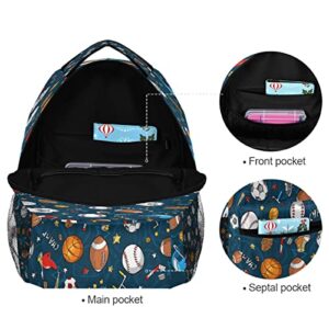 Baseball Backpacks for Boys Football Sport Theme School Backpack Bookbags for Kids Students