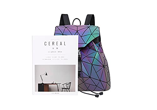 FZChenrry Geometric Backpack Luminous Backpacks Holographic Reflective Bag Lumikay Bags Irredescent Large Rainbow Purses Wallet Set NO.2