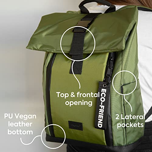 Dingbats* - Roll Top Backpack - 25L Rucksack - Made from Recycled PET Bottles, Padded Shoulder Straps, Metal Buckles - Ideal Laptop Backpack, Fits 15" Laptop - Durable, Aesthetic - Volcano