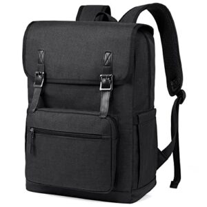 vaschy laptop backpack, water resistant multifunctional business college school bookbag computer travel backpack for men women fits 15.6in laptop,black