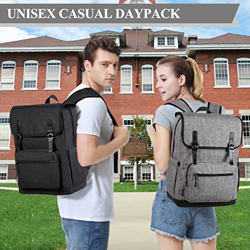 VASCHY Laptop Backpack, Water Resistant Multifunctional Business College School Bookbag Computer Travel Backpack for Men Women Fits 15.6in Laptop,Black