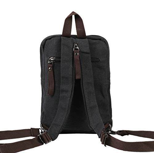 JIAO MIAO Mini Canvas Backpacks Casual Strong Small Packback Daypack ,181002-Black