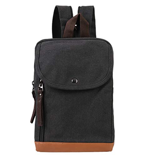 JIAO MIAO Mini Canvas Backpacks Casual Strong Small Packback Daypack ,181002-Black