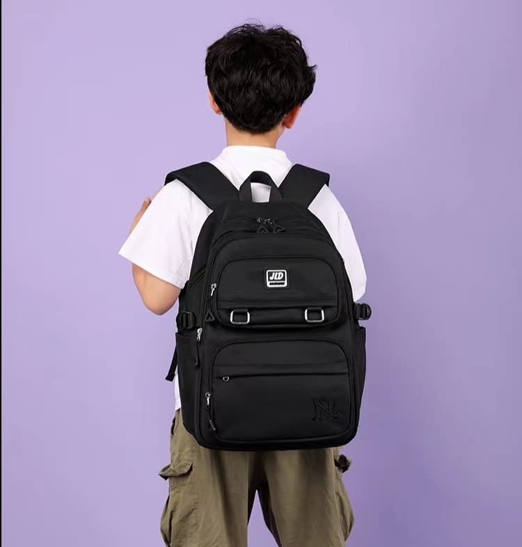 AONUOWE Kawaii Aesthetic School Bag Large Capacity Cute Back to School Backpack for Boys and Girls in 5 Colors (Black)