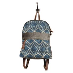 Myra Bag Blue Breeze Upcycled Canvas & Cowhide Leather Backpack S-1571