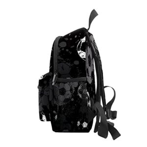 Kids School Bag Girls Boys Preschool Toddler Backpack for Boy Girl Lightweight Shoulder Book Bag for Kids Perfect Back Pack for Toddler to Kindergarten Football Soccer Black White