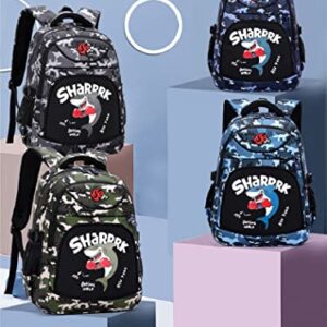 Shark Backpack for Boys, Camo Bookbags for Boys, Boys Backpacks for Kids Elementary