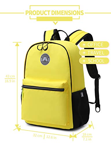 Lohol Lightweight & Casual Daypacks for Men, Women & Students, Perfect Daily Backpack for School, Work, and Travel (Yellow)