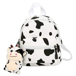 tendycoco cow backpack with plush cow pendant canvas cow print backpack cow print stuff cow gifts for women mini backpack for women