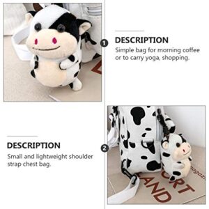 TENDYCOCO Cow Backpack with Plush Cow Pendant Canvas Cow Print Backpack Cow Print stuff Cow Gifts for Women Mini Backpack for Women