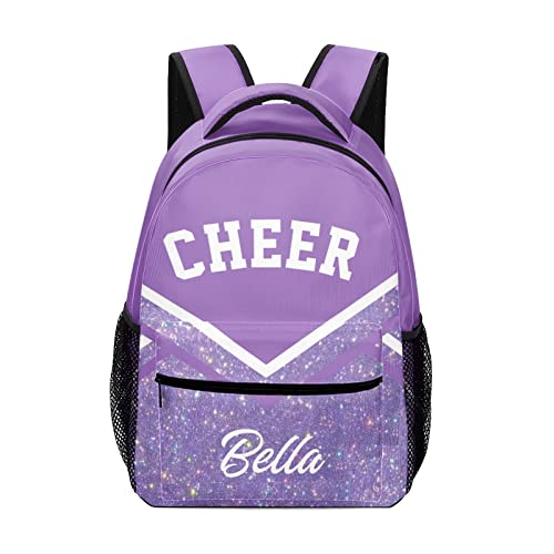 XIUCOO Cheer Purple Backpack Personalized Name Waterproof Travel Bag for Boys Girls Gift