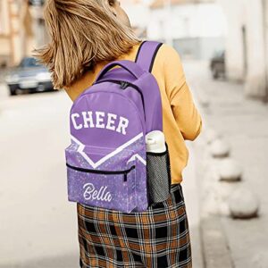 XIUCOO Cheer Purple Backpack Personalized Name Waterproof Travel Bag for Boys Girls Gift