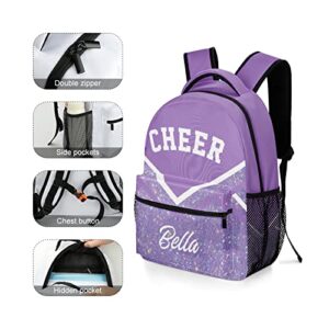 XIUCOO Cheer Purple Backpack Personalized Name Waterproof Travel Bag for Boys Girls Gift