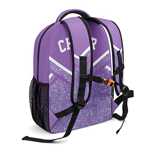 XIUCOO Cheer Purple Backpack Personalized Name Waterproof Travel Bag for Boys Girls Gift