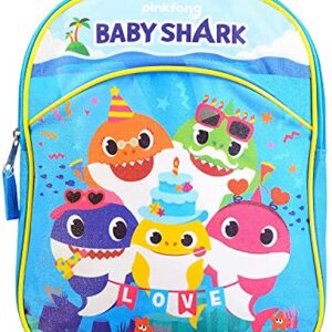 Baby Shark Mini Backpack for Boys Girls Toddler Preschool ~ Deluxe 11" Baby Shark School Bag with Coloring Pack and Stickers (Baby Shark School Supplies Bundle)