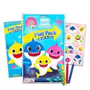 Baby Shark Mini Backpack for Boys Girls Toddler Preschool ~ Deluxe 11" Baby Shark School Bag with Coloring Pack and Stickers (Baby Shark School Supplies Bundle)