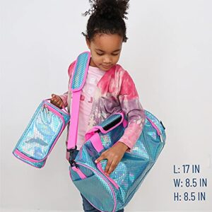 Wildkin Kids Dance Bag for Boys and Girls, Ideal Size for Ballet Class and Dance Recitals,100% Polyester Fabric Laminated Dance Duffel Bags Measures 17 x 8.5 x 8.5 Inches (Mermaid Scales)