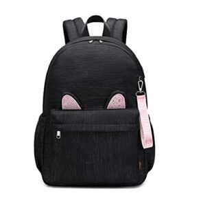 joymoze roomy fashion shimmer cat ears cute school backpack for girl black